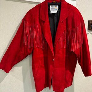 Vintage Pioneer Wear Leather Fringe Jacket